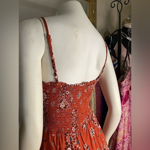 Derek Heart Jumpsuit Ruched Rust Floral Adjustable Pantsuit w Adjustable Top 🆕 - Picture 11 of 12